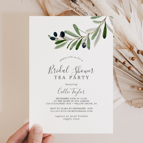 Modern Olive Branch Bridal Shower Tea Party