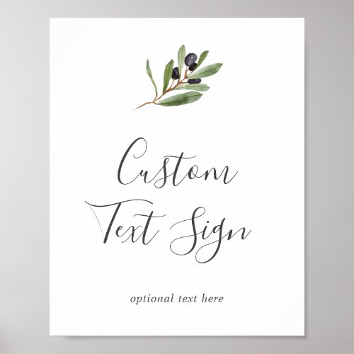 Modern Olive Branch Cards  Gifts Custom Text Sign