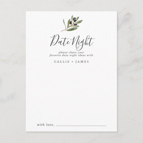 Modern Olive Branch Date Night Idea Cards