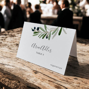Modern Olive Branch DIY Menu Option Place Card
