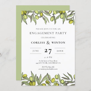 Modern Olive branch engagement party Invitation
