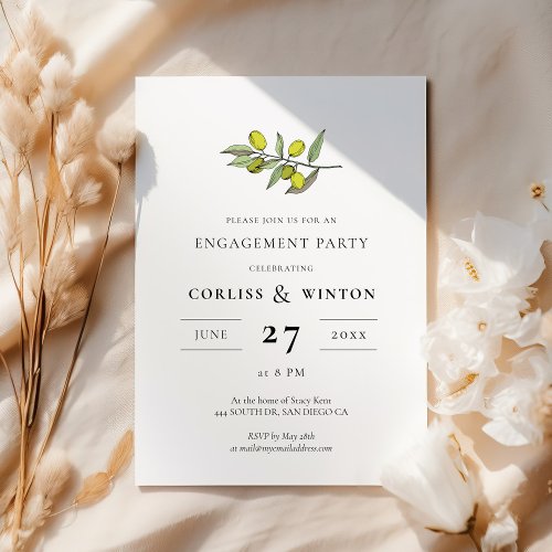 Modern Olive branch engagement party Invitation