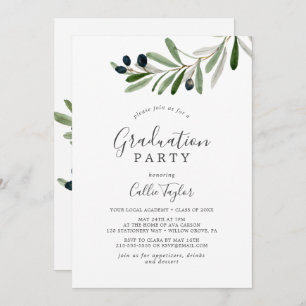 Modern Olive Branch Graduation Party Invitation