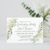 Modern Olive Branch Greenery Graduation Party Invitation (Standing Front)