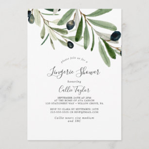 Modern Olive Branch Lingerie Shower Invitation