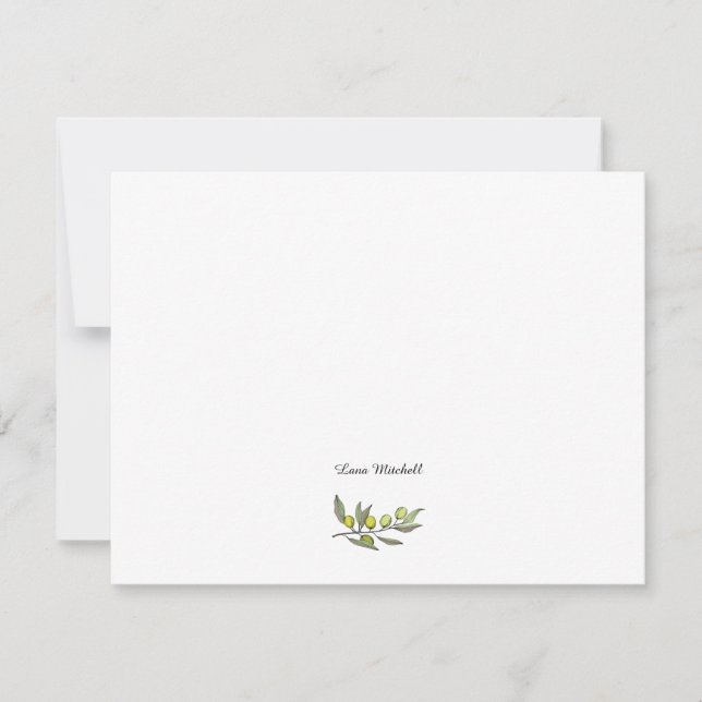 Modern Olive branch Note Card (Front)