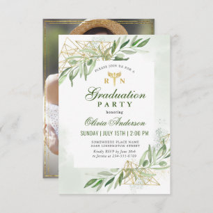 Modern Olive Branch Nursing School Graduation Invitation