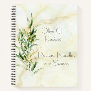 Modern Olive Branch Recipe Organizer Notebook