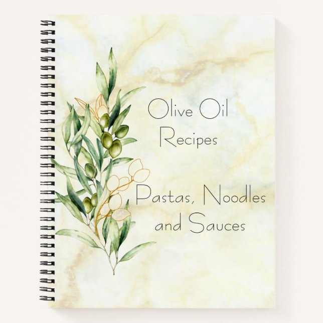 Modern Olive Branch Recipe Organizer Notebook (Front)