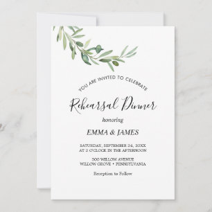 Modern Olive Branch Rehearsal Dinner Invitation