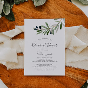Modern Olive Branch Rehearsal Dinner Invitation