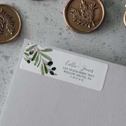 Modern Olive Branch Return Address Label