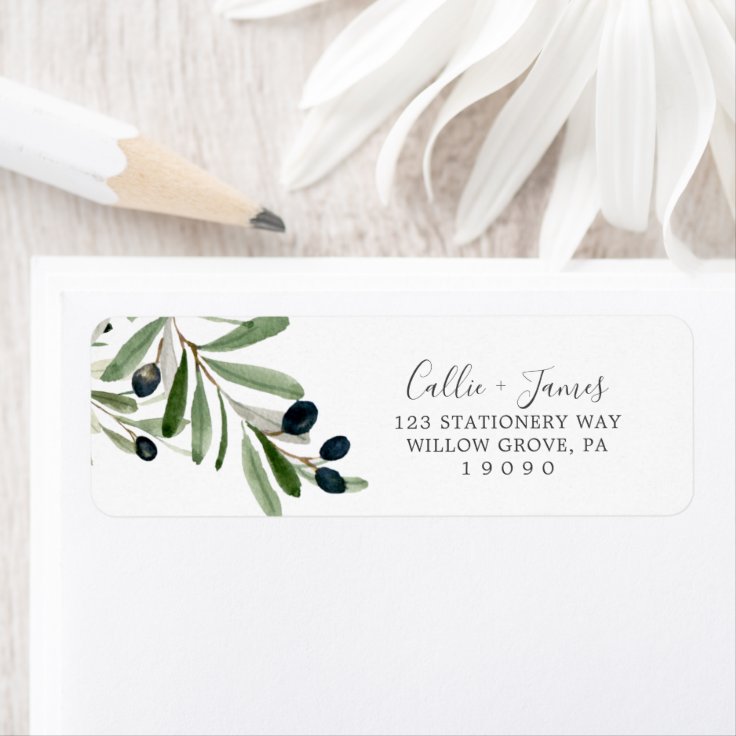Modern Olive Branch Return Address Label Zazzle
