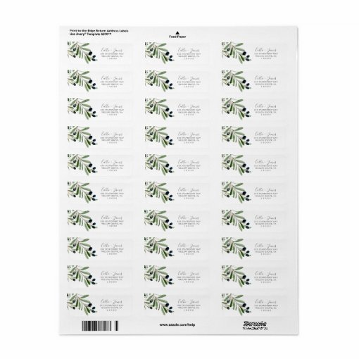 Modern Olive Branch Return Address Label Zazzle