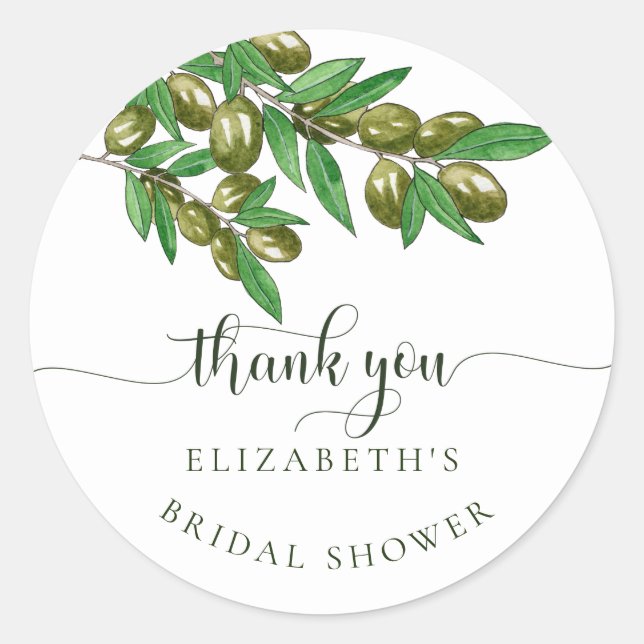Modern olive branch thank you favor sticker (Front)
