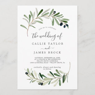 Modern Olive Branch The Wedding Of Invitation