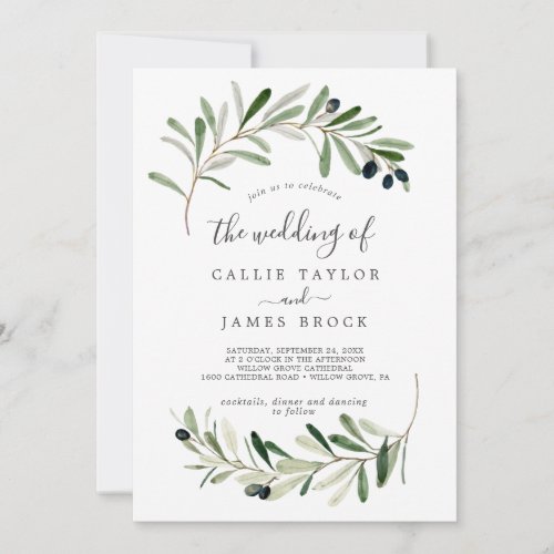 Modern Olive Branch The Wedding Of Invitation
