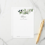 Modern Olive Branch Wedding Advice Card<br><div class="desc">This modern olive branch wedding advice card is perfect for a boho wedding and can be used for any event. The rustic yet elegant design features simple watercolor botanical green leaves and black olives on a small branch with a classic mediterranean feel. These advice cards can be used as a...</div>