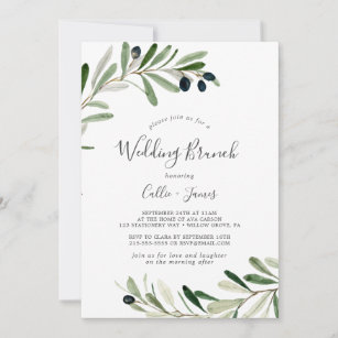 Modern Olive Branch Wedding Brunch Invitation