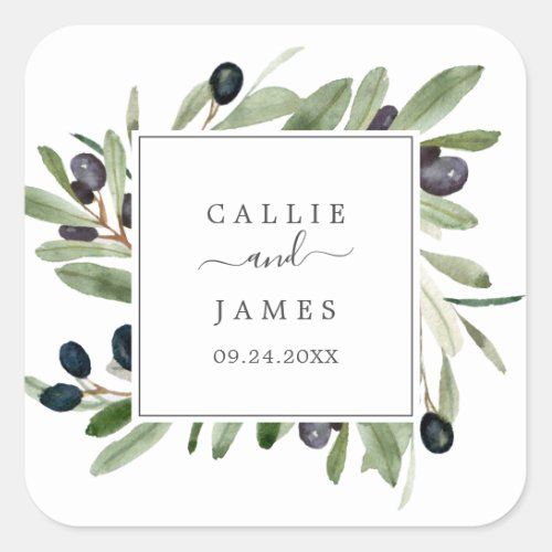 Modern Olive Branch Wedding Envelope Seals