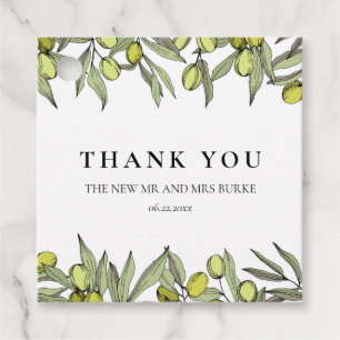 Modern Olive branch wedding Favor Tags
