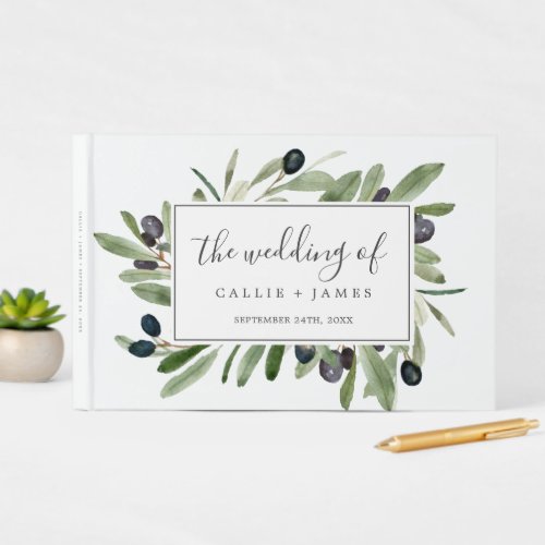 Modern Olive Branch Wedding Guest Book