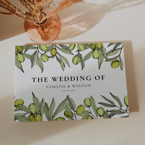 Modern Olive branch wedding Guest Book