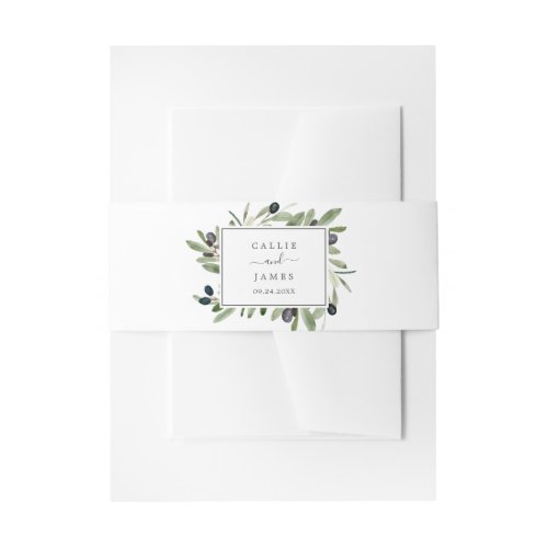 Modern Olive Branch Wedding Invitation Belly Band