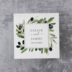 Modern Olive Branch Wedding Napkins
