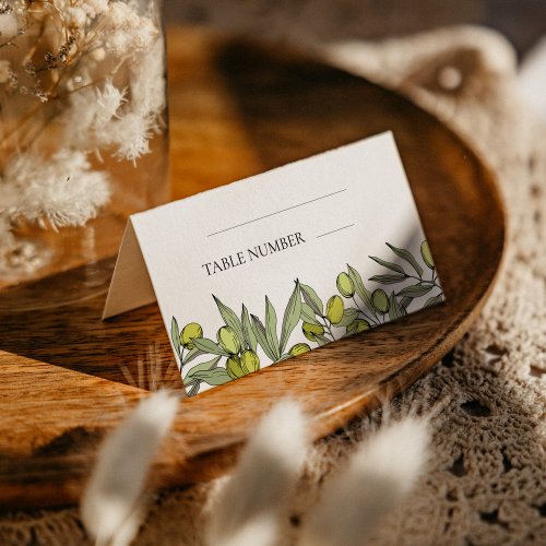 Modern Olive branch wedding Place Card