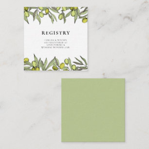 Modern Olive branch wedding registry card