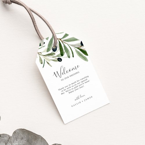 Modern Olive Branch Wedding Welcome Gift Tags
