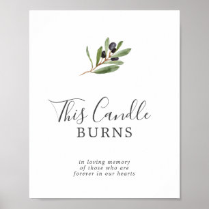 Modern Olive Candle Burns Wedding Memorial Sign