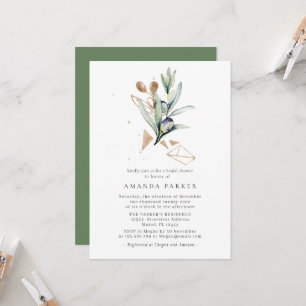 Modern Olive Golden Branch Bridal ShowerInvitation Invitation