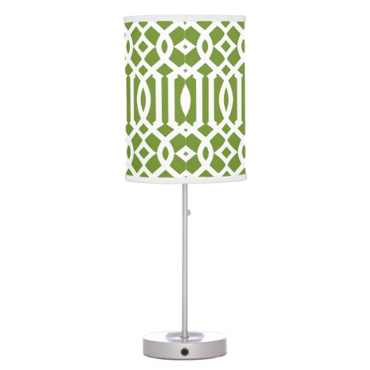 Modern Olive Green and White Trellis Table Lamp (Back)