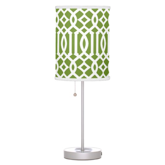 Modern Olive Green and White Trellis Table Lamp (Right)
