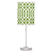 Modern Olive Green and White Trellis Table Lamp (Front)