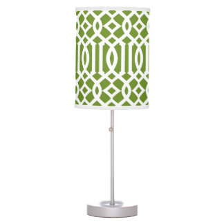 Modern Olive Green and White Trellis Table Lamp