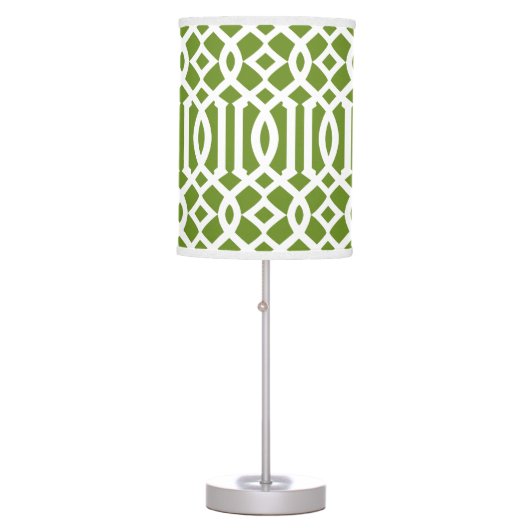 Modern Olive Green and White Trellis Table Lamp (Front)