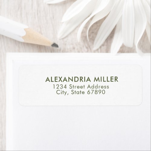 Modern Olive Green and White Typography Address Label