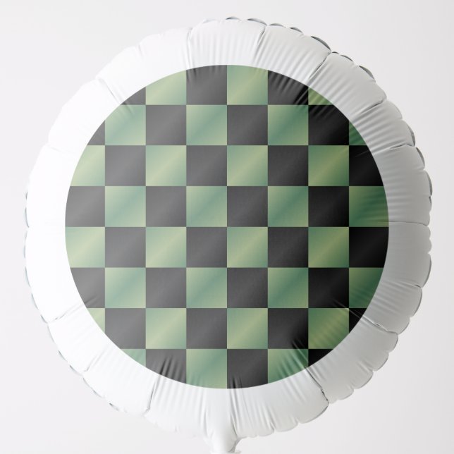 Modern Olive Green Black Gradient Checkered  Balloon (Front)