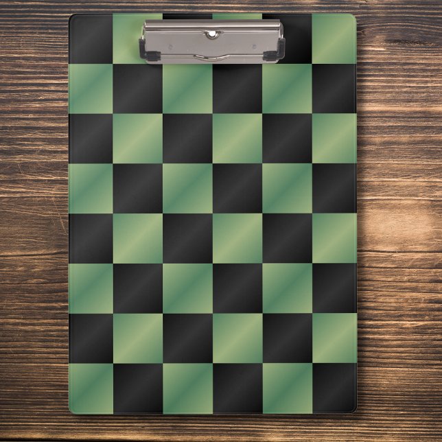 Modern Olive Green Black Gradient Checkered  Clipboard (Creator Uploaded)