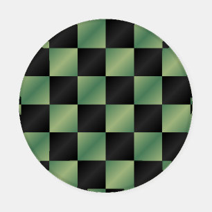 Modern Olive Green Black Gradient Checkered  Coaster Set