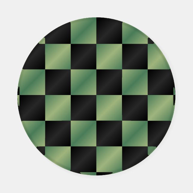 Modern Olive Green Black Gradient Checkered  Coaster Set (Single)