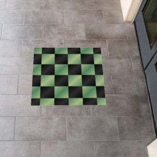 Modern Olive Green Black Gradient Checkered  Floor Decals