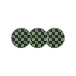 Modern Olive Green Black Gradient Checkered Golf Ball Marker