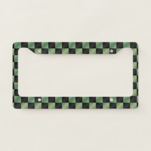 Modern Olive Green Black Gradient Checkered  License Plate Frame