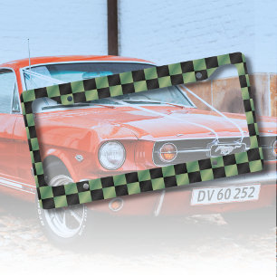 Modern Olive Green Black Gradient Checkered License Plate Frame