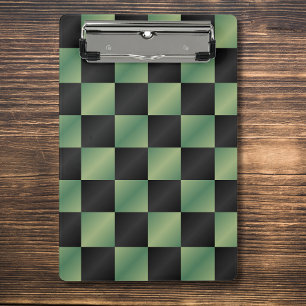Modern Olive Green Black Gradient Checkered  Mini Clipboard