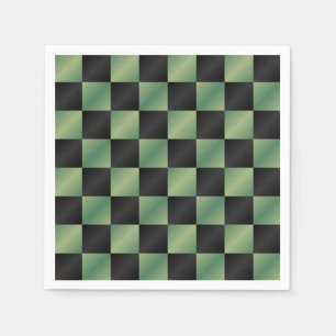 Modern Olive Green Black Gradient Checkered Napkins